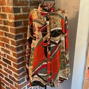 Chain printed button up shirt